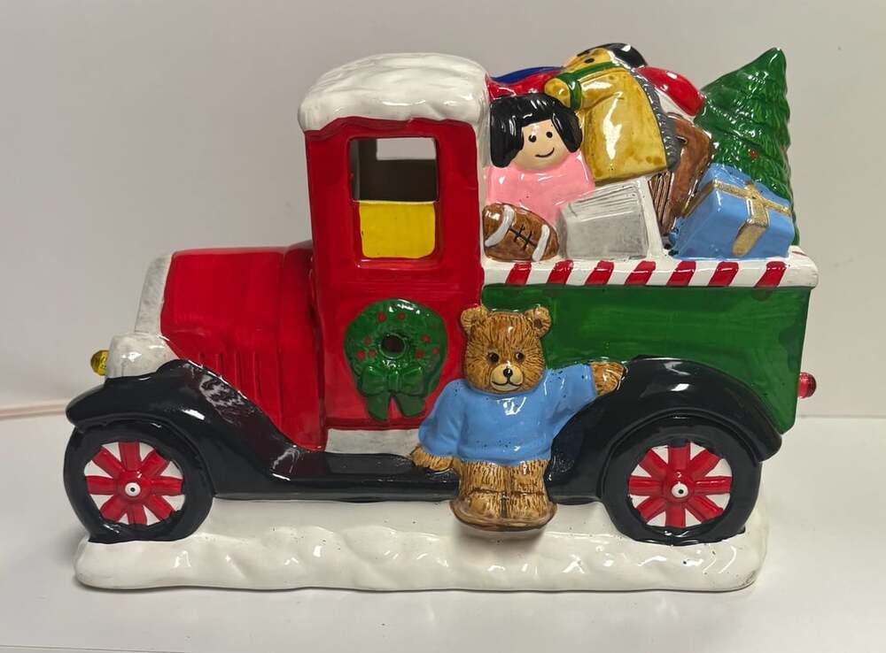 North Pole Delivery Co. Ceramic Christmas Vintage Red Truck Light-Up Holiday Dec